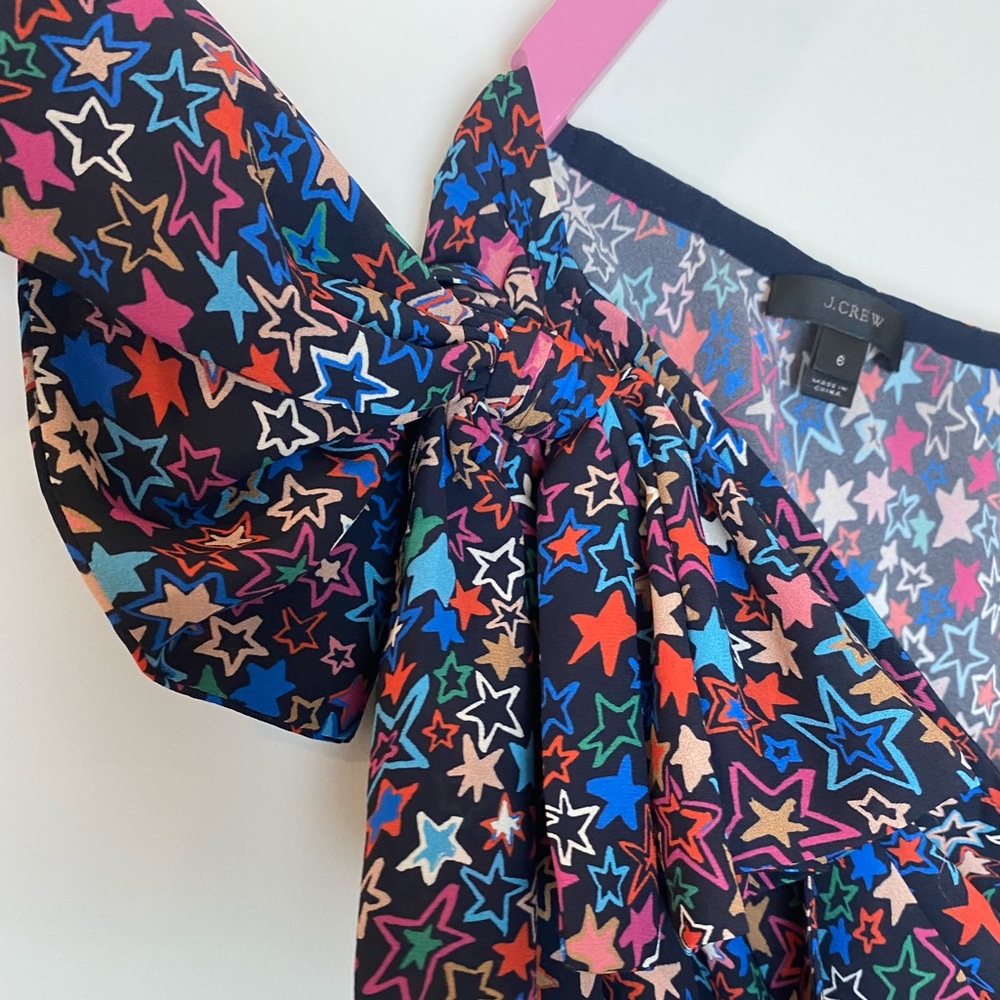 EEUC J. Crew Kaleidoscope Star One Shoulder Blouse - Picture 7 of 10